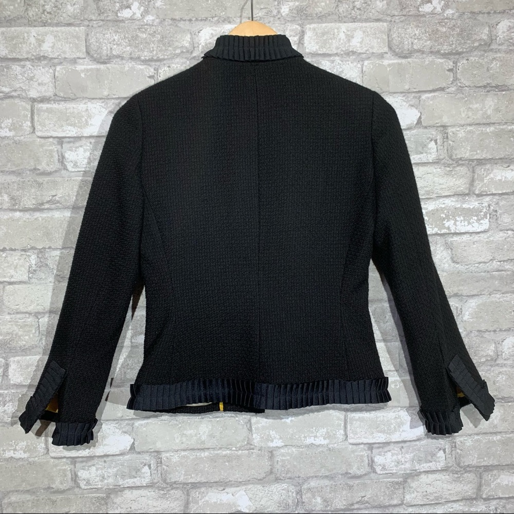 J. CREW WOOL BLEND BLAZER WITH RIBBON TRIM. HOOK AND LOOP CLOSURE. CUFF DETAIL. - Picture 2 of 11